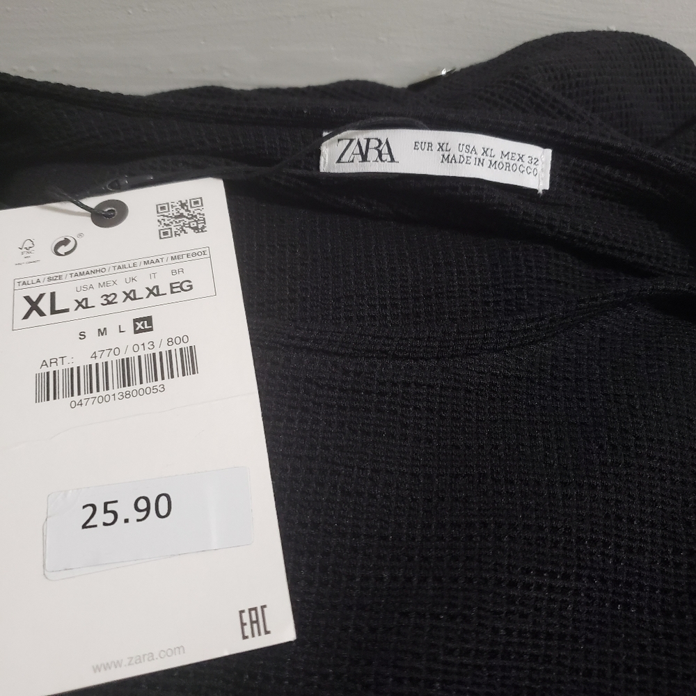 Zara Long Sleeve Black Shirt with Silver Accents, Size XL NWT - Picture 7 of 8